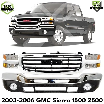 Front Bumper Chrome & Grille Assembly For 2003-2007 GMC Sierra 1500 2500 HD 3500 - Image 1 of 4
