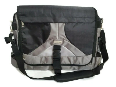 Geoffrey Beene Black and Gray Tech Messenger Laptop Bag - NWOT - Изображение 1 из 4