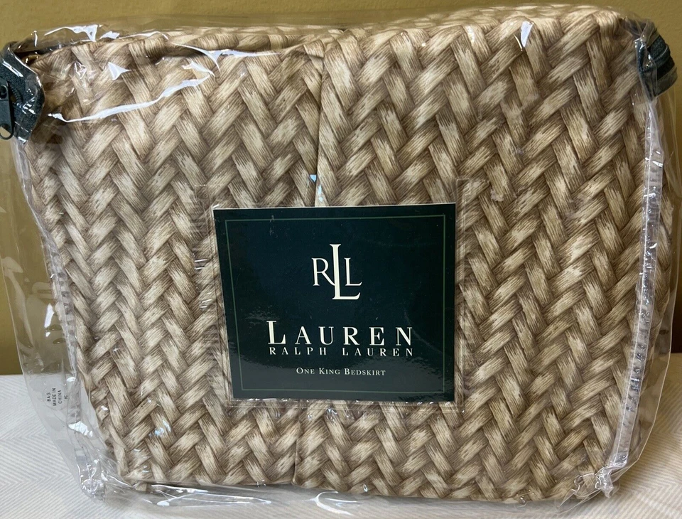 Ralph Lauren Bed Skirt Desert Plains Wicker Sand Tan King 1st Quality