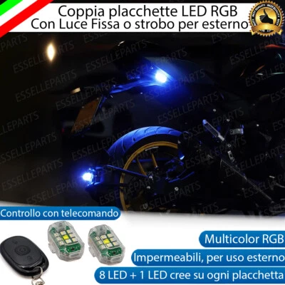 COPPIA PLACCHETTE LED RGB MULTICOLOR LUCE FISSA STROBO PER BMW F 650 USO ESTERNO - Immagine 1 di 4