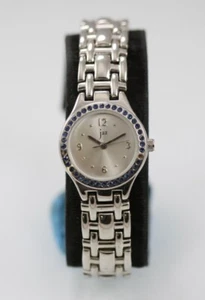 Jaz Women Watch Stainless Steel Silver Rhinestones Water Re Battery White Quartz - Picture 1 of 6