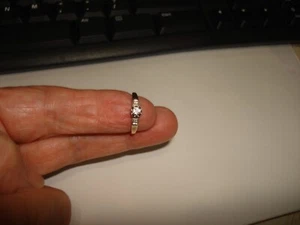 Vintage Nice 14K Yellow White Gold Diamonds Solitaire Engagement Ring Size 4.25 - Picture 1 of 9