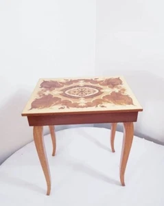 Vintage Italian Wooden Inlay Musical Jewelry Box Table  - Picture 1 of 10