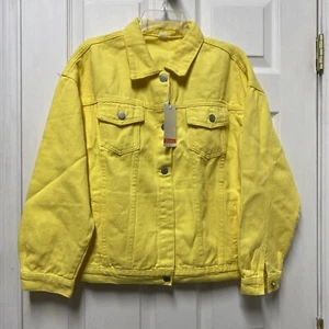 Current Denim Yellow Denim Jean Jacket Large NWT - Picture 1 of 2