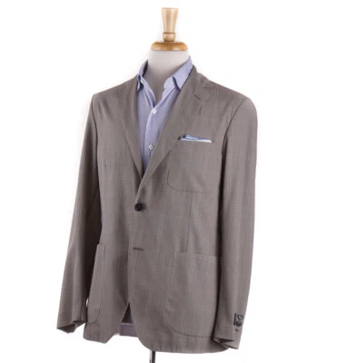 NWT $1895 BELVEST Tan Windowpane Check Unstructured Cotton Sport Coat 40 R - Image 1 of 4