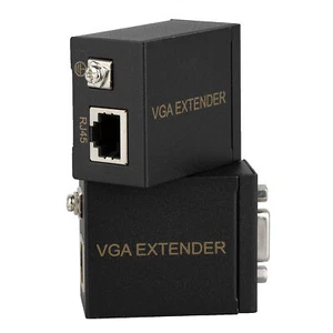PC LCD VGA Extender 15pin D-sub Video Over Cat 6 Ethernet Network Cable Adapter - Picture 1 of 9