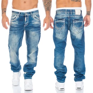 Cipo & Baxx Herren Jeans Regular Fit Hose 184 Blau Dicke Nähte Freizeithose - Bild 1 von 6