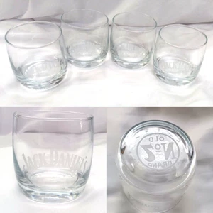 JACK DANIELS OLD NO 7 WHISKEY ROCK GLAS GEÄTZT RUNDER UNTEN NIEDRIGE KUGEL 4ER SET - Bild 1 von 10