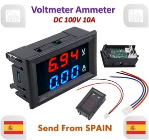 DC 100V 10A Voltmeter Ammeter Blue + Red LED Amp Dual Digital Volt Meter Gauge - Imagen 1 de 9