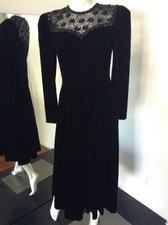 Vintage Black Velvet Beaded Party/Costume Dress by Nancy Johnson