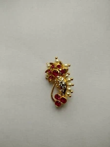 Anillo Nariz Mahrashtrian Étnico Nath Nupcial No Perforado Nariz Boda Cristal - Imagen 1 de 5