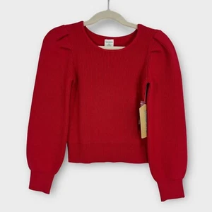 Thereabouts Girl’s Size XXS 4/5 Red Puff Long Sleeve Pullover Knit Sweater New - Picture 1 of 5