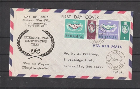 BAHAMAS, 1965 I.C.Y. FDC, SG#265-266 Cover