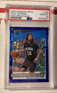 Cole Anthony 2020-21 Optic Fast Break Blue Rated Rookie #165 PSA 10 Gem Mint /50 - Picture 1 of 2