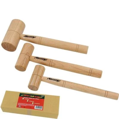 NEILSEN Juego de 3 piezas de mazo de madera mazo para carpintería de 1,25"" 1,5"" 2