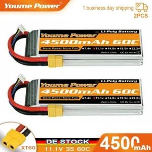 2Stück 11,1V 4500mAh 3S Lipo Akku XT60 für RC Auto-Akku Flugzeug Quad Multi - Bild 1 von 6