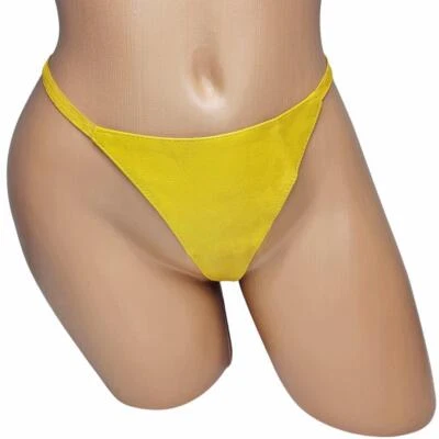 Bragas de cuero amarillo con tanga elástica trasera elástica ropa interior bragas L9860 Foto 1 de 4