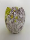 Art Glass Vase/Rose Bowl - End of Day Spatter Glass Purple and Yellow. 