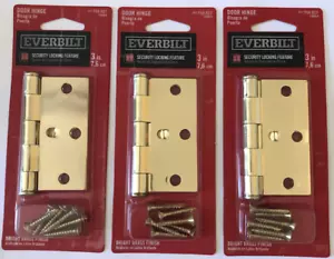 Everbilt 3 pollici Cerniera porta di sicurezza angolo quadrato in ottone luminoso (3) confezione - Foto 1 di 7