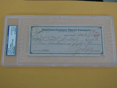 PSA DNA CARL HUBBELL SIGNED CHECK AUTOGRAPH NEW YORK GIANTS HOF AUTO 2/1/1944 - Image 1 of 4