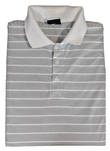 Nike Golf Herren Kurzarm weiß mit schwarzen Nadelstreifen Größe L - Bild 1 von 4