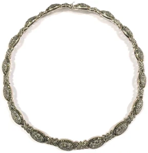 JJ Judith Jack Sterlingsilber Markasiten Halskette 15 Zoll - Bild 1 von 4