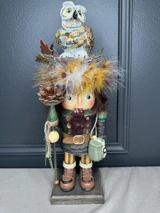 Kurt Adler 16 in. Hollywood Collections Woodsman Nutcracker with Owl Hat No Box - Picture 1 of 12