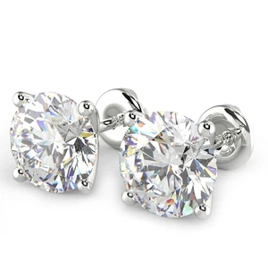 2.05 Ct Round Cut VVS2/D Diamond Stud Earrings 14K White Gold - Picture 1 of 6