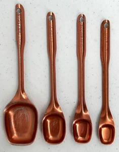 Mid-Century Modern Anodized Aluminum Copper Colored Measuring Spoons Set Of 4 - Picture 1 of 9