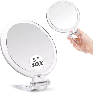 MIYADIVA Hand Mirror 30X Magnifying Mirror with Handle,Travel Handheld Mirror as - Picture 1 of 1