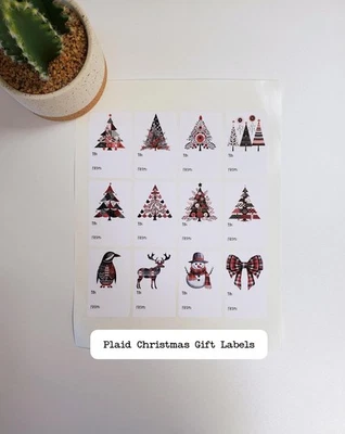 Plaid Christmas Holiday Gift Labels - Image 1 of 2
