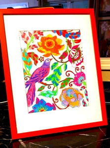 NEW STYLISH ABSTRACT ART OF BIRD & FLOWE - Picture 1 of 1