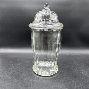 Barattolo da farmacia vintage Indiana con pannelli in vetro e coperchio a cupola pesante  - Foto 1 di 8