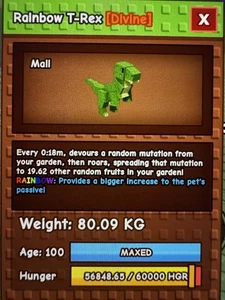 GROW A GARDEN | TITANIC RAINBOW T-Rex | 18er CD | 19,62 FRÜCHTE - Bild 1 von 1