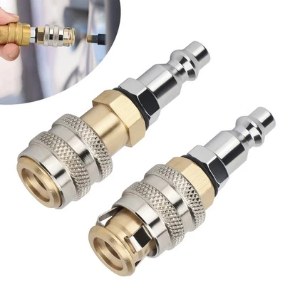 Juego de 2 mandriles de aire de flujo cerrado de latón 1/4" FNPT con adaptador de conexión rápida 250 PSI Foto 1 de 4