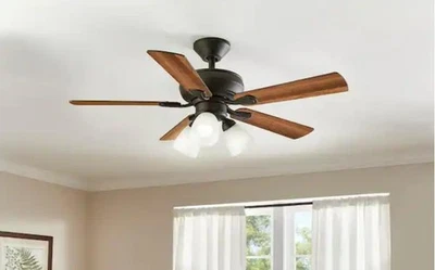 44" 5 Blade LED Reversible 3 Light LED Frosted Glass Ceiling Fan With Remote  - Image 1 of 4