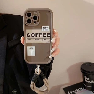 For iPhone 15 14 13 12 11 Pro Max Pendant Coffee Back Phone Case Cover - Picture 1 of 9