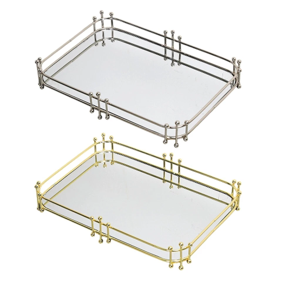 Perfume Tray Perfume Makeup Organizer Metal Vanity Tray Mirror Tray for Dresser - Image 1 of 1