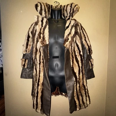 Abrigo de cuero sintético vintage años 70 chaqueta boho forro cachemir M/L proxeneta Halloween Foto 1 de 4