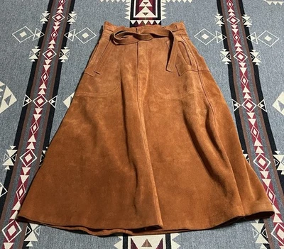 St. Victor New York Genuine Suede A-Line Skirt Rust Brown High Waist 24” T43 - Image 1 of 4