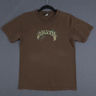Camisa De Colección Oxidada Talla Pequeña Marrón Desteñida Manga Corta Surf Skate Centro Logo Foto 1 de 4