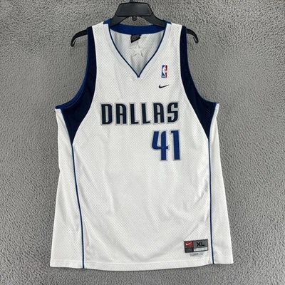 Dallas Mavericks Jersey Mens XL White Blue NBA Basketball Dirk Nowitzki 41 Nike - Image 1 of 4
