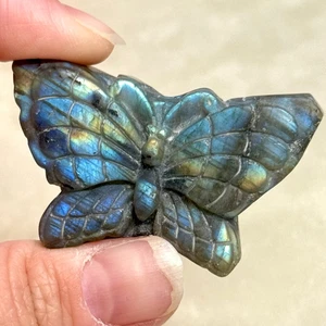Schmetterling Labradorit Kristall Schnitzerei - natürlicher Edelstein geschnitzter Cabochon 1,9 Zoll - Bild 1 von 3