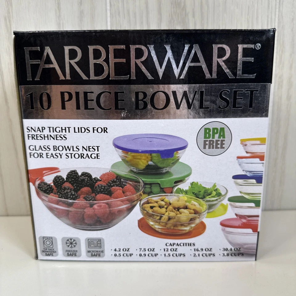 Farberware Fg8617 10-piece Food Storage Bowl Set 7x4x7 Multicolor