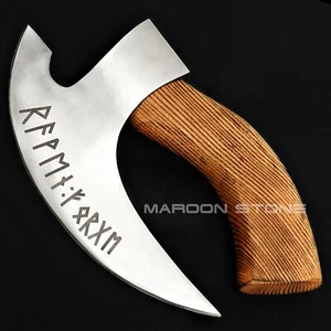Pizza Cutter Axe Handmade Carbon Steel Custom Made Hand Forged W/Leather Sheath - Imagen 1 de 7