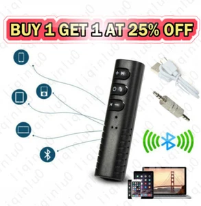 Wireless Mini 3.5mm Bluetooth Car Set Hands free Jack AUX Audio Receiver Adapt - Picture 1 of 10