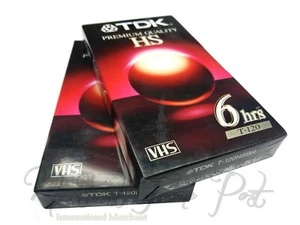 2 pack lot Sealed TDK HS Premium Quality EP 6hrs VHS Video Cassettes T-120 - Picture 1 of 4