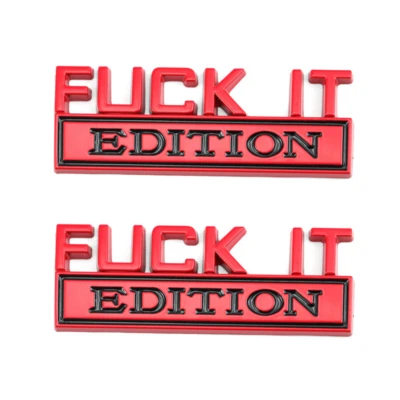 2 Piezas Rojo Negro Edición F*CK IT Emblema Guardabarros Carrocería Puerta Trasera Insignia Universal Foto 1 de 2