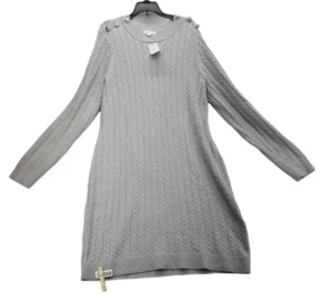 Charter Club Women’s gray Knit Midi Long Sleeve Sweater Dress Sz XL D068 - Picture 1 of 5