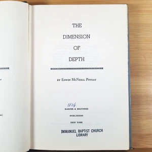 The Dimension of Depth - Hardcover by Edwin McNeill Poteat (1957, 1st Edition) - Imagen 1 de 12